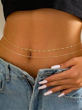 Waist Chain for Women 14K Gold Plated Silver Plated, Layered Belly Belt